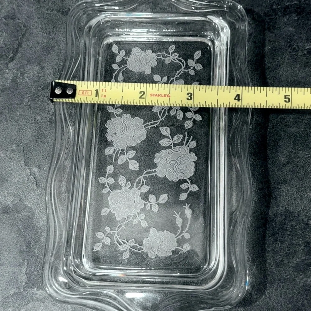 Fostoria Glass Etches Roses Butter Dish